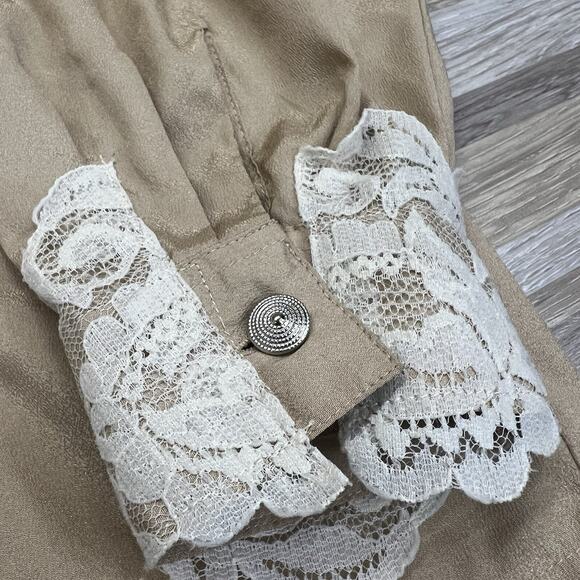 Vintage Worthington Poly Lace Blouse Pleated Size 18 M-L - A128 - Picture 3 of 4